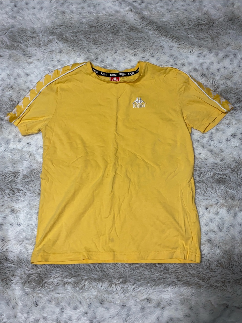 Kappa Yellow Short Sleeve Logo Tee with Shoulder Tape